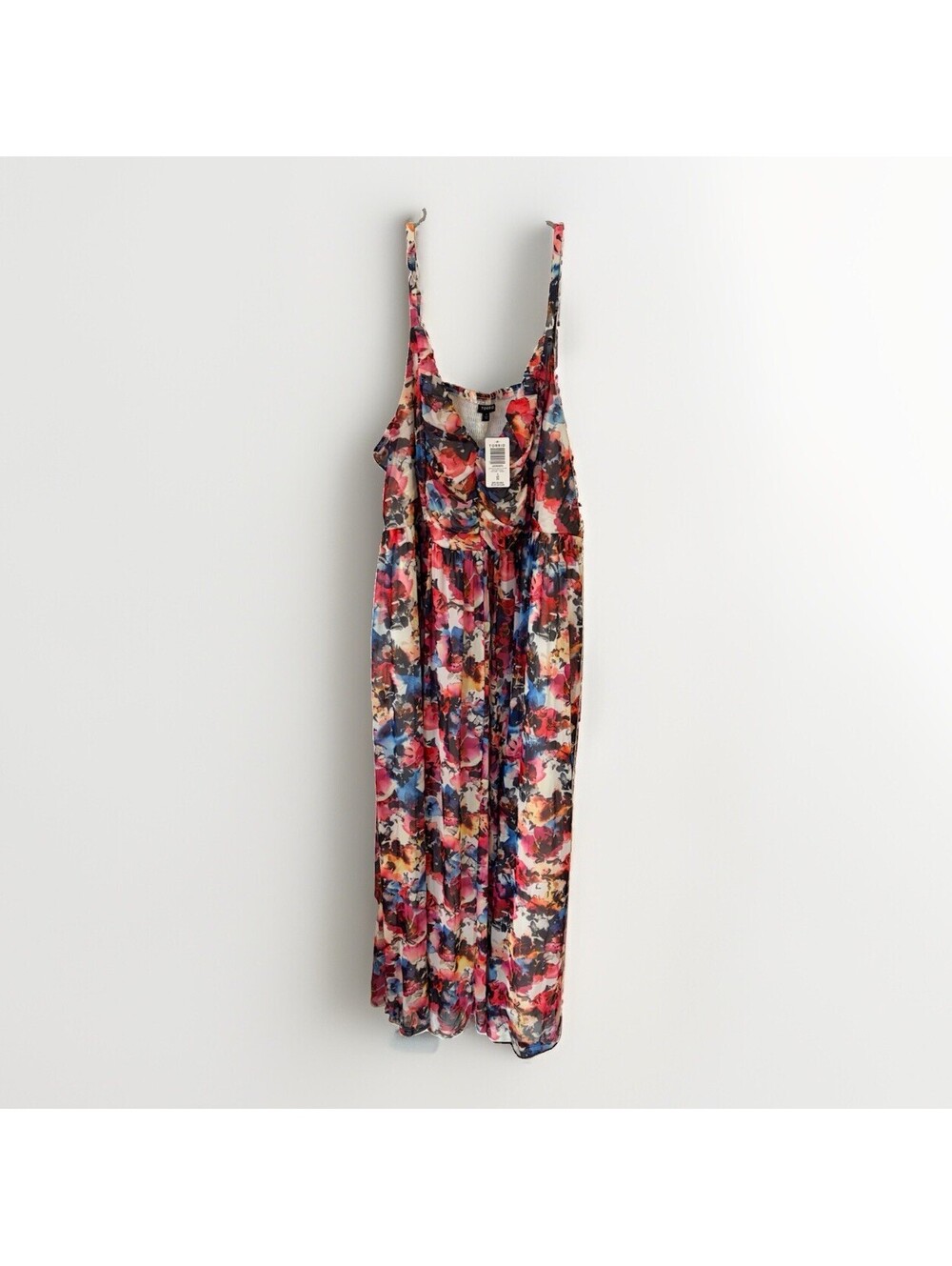 Torrid Mesh Pleated Watercolor Floral Sleeveless Flowy Dress Size 4 NWT
